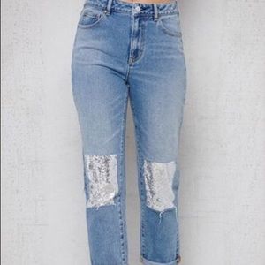 Pacsun Mom Jeans sequin at knee